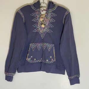 Inner Child Hoodie Womens Small Purple Embroidered Boho Pullover Festival